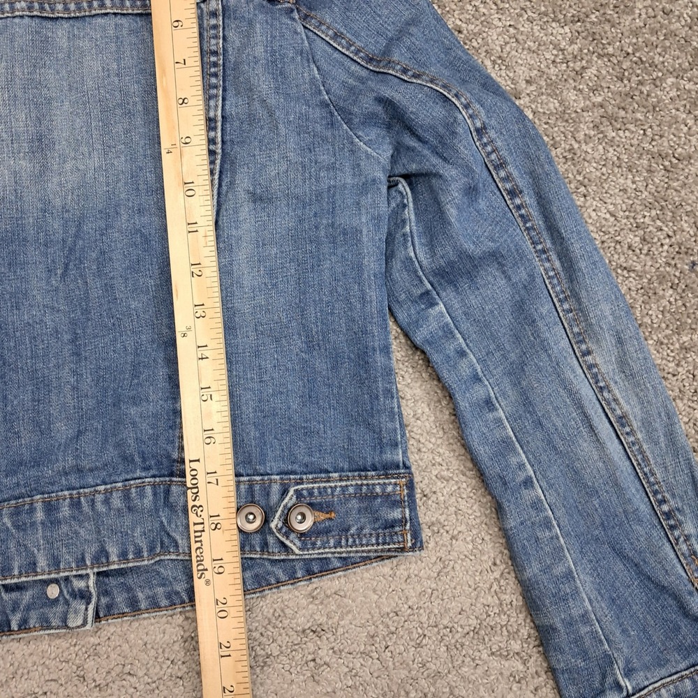 JCP Womens Medium Wash 100% Cotton Denim Trucker Jacket Blue Size Medium - Picture 5 of 7